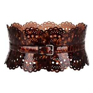 Authentic Alaïa Azzedine Patent Leather Corset Belt – Rare Tortoise Finish